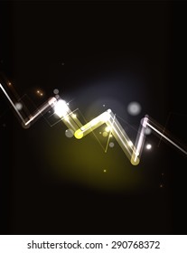 Glowing arrow and blending colors in dark space. Vector illustration. Abstract background