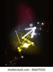 Glowing arrow and blending colors in dark space. Vector illustration. Abstract background