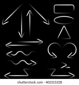 Glowing arrows. White color.