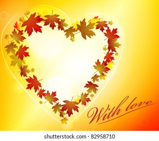 Glowing  Autumn background with heart
