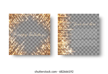 A glowing background with bright golden light rays on a transparent backdrop.