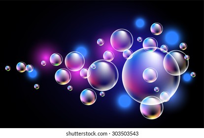 Glowing background with bubbles 