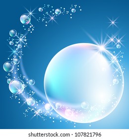 Glowing Background With Bubbles And Stars