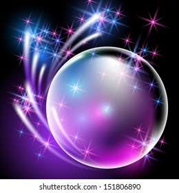 Glowing background with bubbles and stars