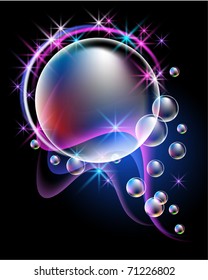 Glowing background with bubbles and stars