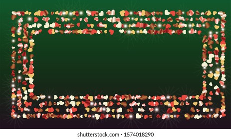 Glowing Background with Confetti of Glitter Particles. St. Valentine Day. New Year pattern. Light Spots. Explosion of Confetti. Glitter Vector Illustration. Design for Magazine.