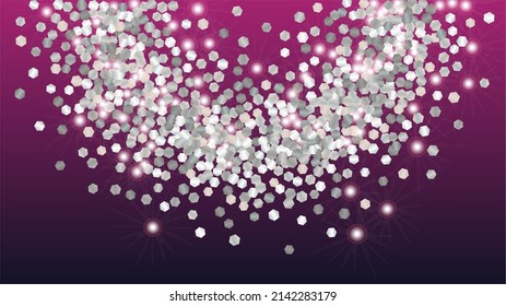 Glowing Background with Confetti of Glitter Particles. Sparkle Lights Texture. Anniversary pattern. Light Spots. Star Dust. Explosion of Confetti. Design for Invitation.