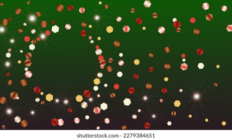 Glühender Hintergrund mit Confetti von Glitter Particles. Frische Lichter Textur. Altersmuster. Lichtpunkte. Sternstaub. Explosion von Confetti. Design für Flyer.