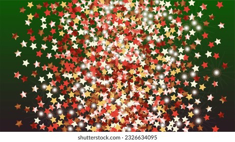 Glowing Background with Confetti of Glitter Particles. Sparkle Lights Texture. Birthday pattern. Light Spots. Star Dust. Explosion of Confetti. Design for Web.