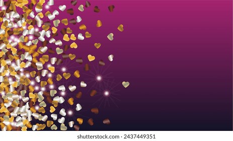 Fondo brillante con confeti de partículas brillantes. San Valentín. Patrón de cumpleaños. Puntos de luz. Explosión de confeti. Ilustración vectorial de brillo. Diseño para Revista.
