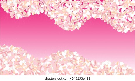 Glowing Background with Confetti of Glitter Particles. St. Valentine Day. Anniversary pattern. Light Spots. Explosion of Confetti. Glitter Vector Illustration. Design for Flyer.