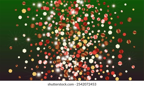 Glowing Background with Confetti of Glitter Particles. Sparkle Lights Texture. Christmas pattern. Light Spots. Star Dust. Explosion of Confetti. Design for Flyer.