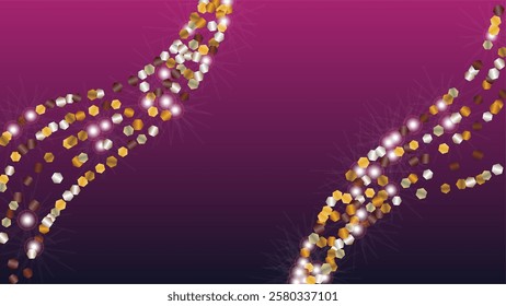 Glowing Background with Confetti of Glitter Particles. Sparkle Lights Texture. Party pattern. Light Spots. Star Dust. Explosion of Confetti. Design for Banner.