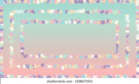 Glowing Background with Confetti of Hearts Glitter Particles. St. Valentine Day. Birthday pattern. Light Spots. Explosion of Confetti. Glitter Vector Illustration. Design for Sale.
