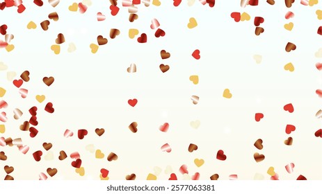 Glowing Background with Confetti of Hearts Glitter Particles. St. Valentine Day. Anniversary pattern. Light Spots. Explosion of Confetti. Glitter Vector Illustration. Design for Magazine.