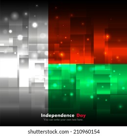 Glowing background design. Techno. Abstract. Used as card, greeting, printed materials. Vector. Icon. Image. Picture. Independence Day. State. National. Unusual. Luminous. Madagascar flag