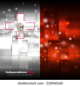 Glowing background design. Techno. Abstract. Used as card, greeting, printed materials. Vector. Icon. Image. Picture. Independence Day. State. National. Unusual. Luminous. Flag of Malta