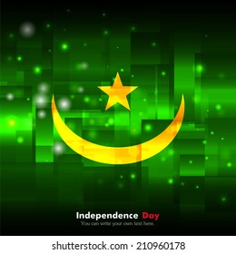 Glowing background design. Techno. Abstract. Used as card, greeting, printed materials. Vector. Icon. Image. Picture. Independence Day. State. National. Unusual. Luminous. Flag of Mauritania