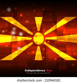 Glowing background design. Techno. Abstract. Used as card, greeting, printed materials. Vector. Icon. Image. Picture. Independence Day. State. National. Unusual. Luminous. Flag of Macedonia