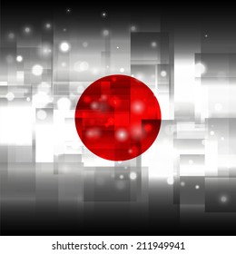 Glowing background design. Techno. Abstract. Used as card, greeting, printed materials. Stock vector. Icon. Image. Picture. Independence Day. State. National. Unusual. Flag of Japan