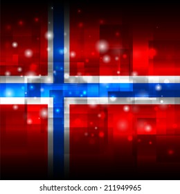 Glowing background design. Techno. Abstract. Used as card, greeting, printed materials. Stock vector. Icon. Image. Picture. Independence Day. State. National. Unusual. Norwegian flag