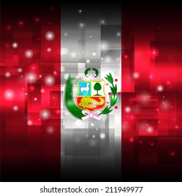 Glowing background design. Techno. Abstract. Used as card, greeting, printed materials. Stock vector. Icon. Image. Picture. Independence Day. State. National. Unusual.  Flag of Peru