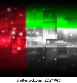 Glowing background design. Techno. Abstract. Used as card, greeting, printed materials. Stock vector. Icon. Image. Picture. Independence Day. State. National. Unusual.  Flag of United Arab Emirates