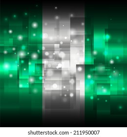 Glowing background design. Techno. Abstract. Used as card, greeting, printed materials. Stock vector. Icon. Image. Picture. Independence Day. State. National. Unusual.  Flag of Nigeria
