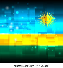 Glowing background design. Techno. Abstract. Used as card, greeting, printed materials. Stock vector. Icon. Image. Picture. Independence Day. State. National. Unusual.  Flag of Rwanda