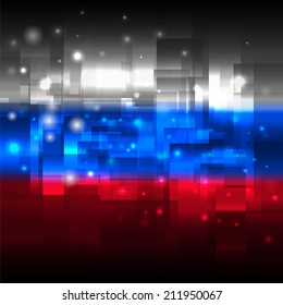 Glowing background design. Techno. Abstract. Used as card, greeting, printed materials. Stock vector. Icon. Image. Picture. Independence Day. State. National. Unusual.  Russian flag