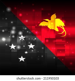 Glowing background design. Techno. Abstract. Used as card, greeting, printed materials. Stock vector. Icon. Image. Picture. Independence Day. State. National. Unusual.  Flag of Papua - New Guinea