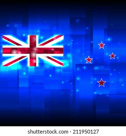 Glowing background design. Techno. Abstract. Used as card, greeting, printed materials. Stock vector. Icon. Image. Picture. Independence Day. State. National. Unusual. New Zealand flag