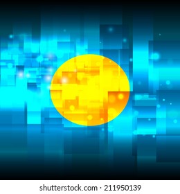 Glowing background design. Techno. Abstract. Used as card, greeting, printed materials. Stock vector. Icon. Image. Picture. Independence Day. State. National. Unusual.  Flag of Palau