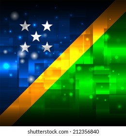 Glowing background design. Techno. Abstract. Used as card, greeting, printed materials. Stock vector. Icon. Image. Picture. Independence Day. State. National. Unusual.  Flag of Solomon Islands
