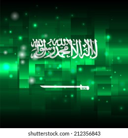 Glowing background design. Techno. Abstract. Used as card, greeting, printed materials. Stock vector. Icon. Image. Picture. Independence Day. State. National. Unusual.  Flag of Saudi Arabia