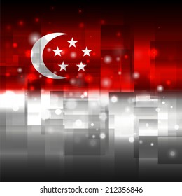 Glowing background design. Techno. Abstract. Used as card, greeting, printed materials. Stock vector. Icon. Image. Picture. Independence Day. State. National. Unusual.  Flag of Singapore