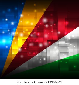 Glowing background design. Techno. Abstract. Used as card, greeting, printed materials. Stock vector. Icon. Image. Picture. Independence Day. State. National. Unusual. Flag of Seychelles