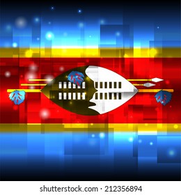 Glowing background design. Techno. Abstract. Used as card, greeting, printed materials. Stock vector. Icon. Image. Picture. Independence Day. State. National. Unusual. Flag of Swaziland