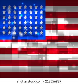 Glowing background design. Techno. Abstract. Used as card, greeting, printed materials. Stock vector. Icon. Image. Picture. Independence Day. State. National. Unusual.  Flag of USA
