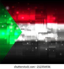 Glowing background design. Techno. Abstract. Used as card, greeting, printed materials. Stock vector. Icon. Image. Picture. Independence Day. State. National. Unusual.  Flag of Sudan