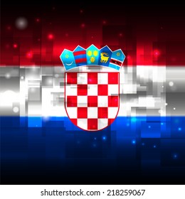 Glowing background design. Techno. Abstract. Used as card, greeting, printed materials. Stock vector. Icon. Image. Picture. Independence Day. State. National. Unusual.  Flag of Croatia