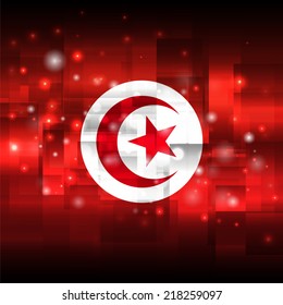 Glowing background design. Techno. Abstract. Used as card, greeting, printed materials. Stock vector. Icon. Image. Picture. Independence Day. State. National. Unusual. Flag of Tunisia