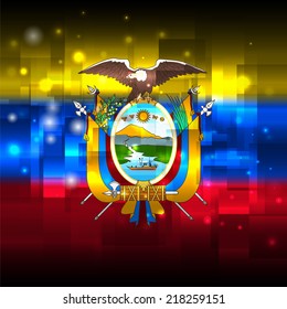 Glowing background design. Techno. Abstract. Used as card, greeting, printed materials. Stock vector. Icon. Image. Picture. Independence Day. State. National. Unusual. Flag of Ecuador