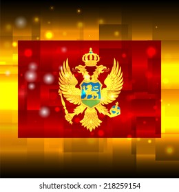Glowing background design. Techno. Abstract. Used as card, greeting, printed materials. Stock vector. Icon. Image. Picture. Independence Day. State. National. Unusual. Flag of Montenegro