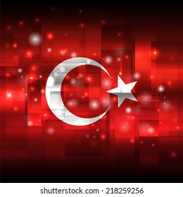 Glowing background design. Techno. Abstract. Used as card, greeting, printed materials. Stock vector. Icon. Image. Picture. Independence Day. State. National. Unusual. Flag of Turkey