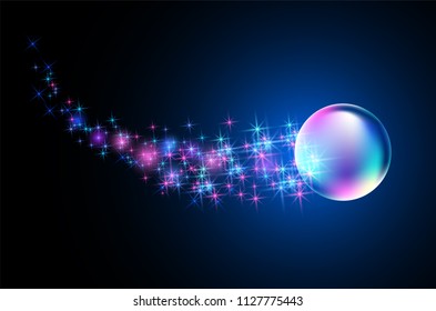Glowing background with fantastic bubble and sparkle stars  