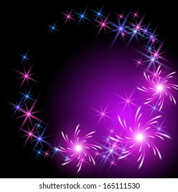 Glowing background with fireworks