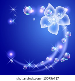 Glowing background with flower  and bubbles