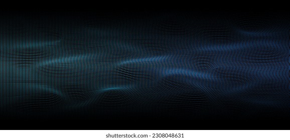 Glowing background with flowing particles. Magic background. 3d abstract sci-fi user interface concept with gradient dots and lines. Sparkle particles of wave.