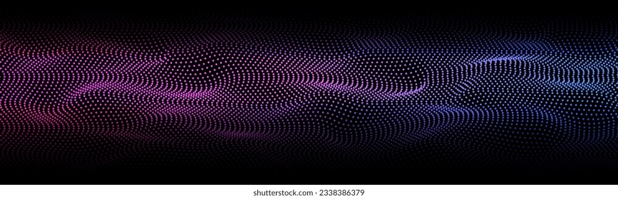 Glowing background with flowing particles. Magic background. 3d abstract sci-fi user interface concept with gradient dots and lines. Sparkle particles of wave.